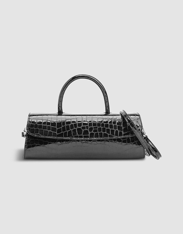 By Far - Mini Longa Croco Embossed Leather Bag