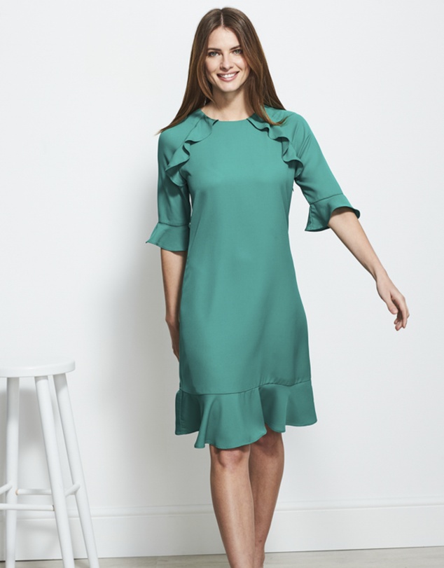 Sosandar - Ruffle Trim Detail Shift Dress