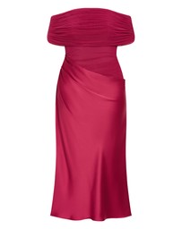 City Chic - Plus size Tati Off Shoulder Maxi Dress - raspberry