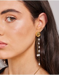 Zoe Olivia - Waterproof Spiral Pearl Drop Stud Earrings
