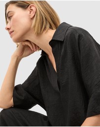 Seed Heritage - Textured Satin Collared Popover