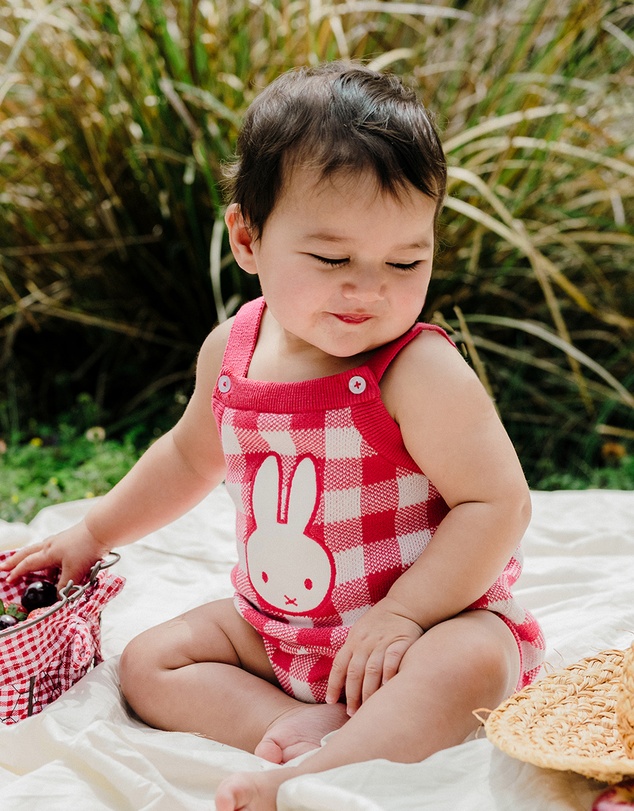 Kynd Baby - Miffy Knit Romper in Cherry