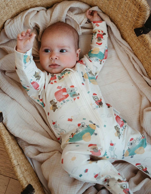 Purebaby - Christmas Zip Growsuit -Kids-Babies