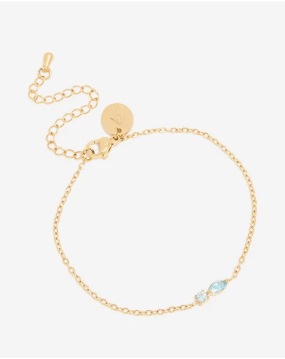 Lovisa - Waterproof Gold Plated Stainless Steel March Light Blue Cubic Zirconia Birthstone Bracelet