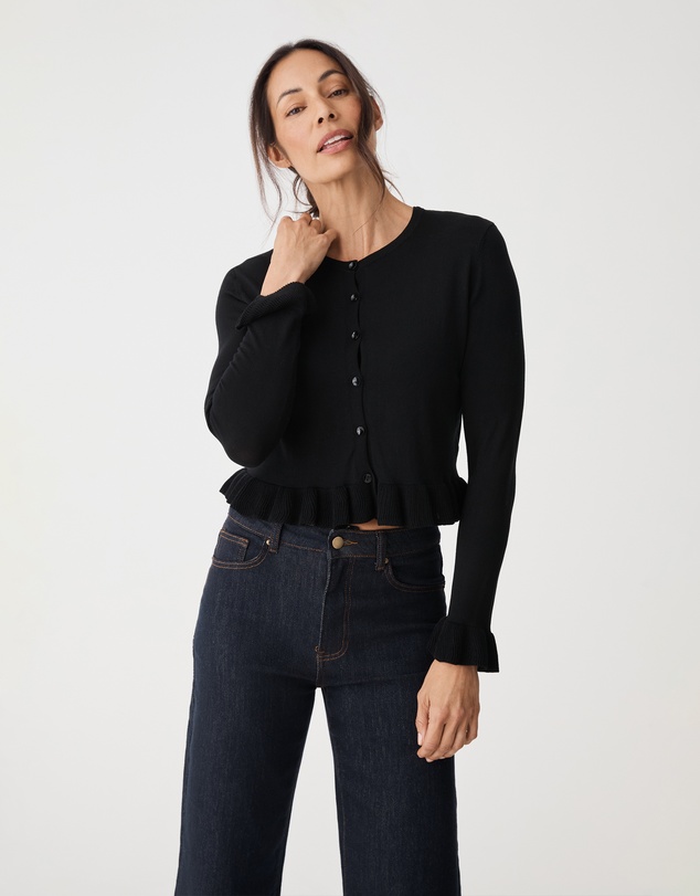 Forcast - Daisy Tencel Frill Cardigan