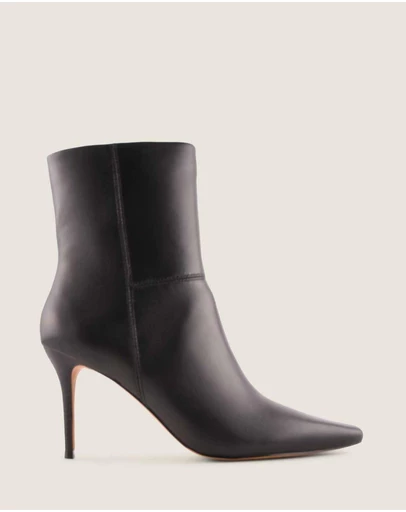 Shelly Shen - Calista Heel Ankle Boots Black Leather