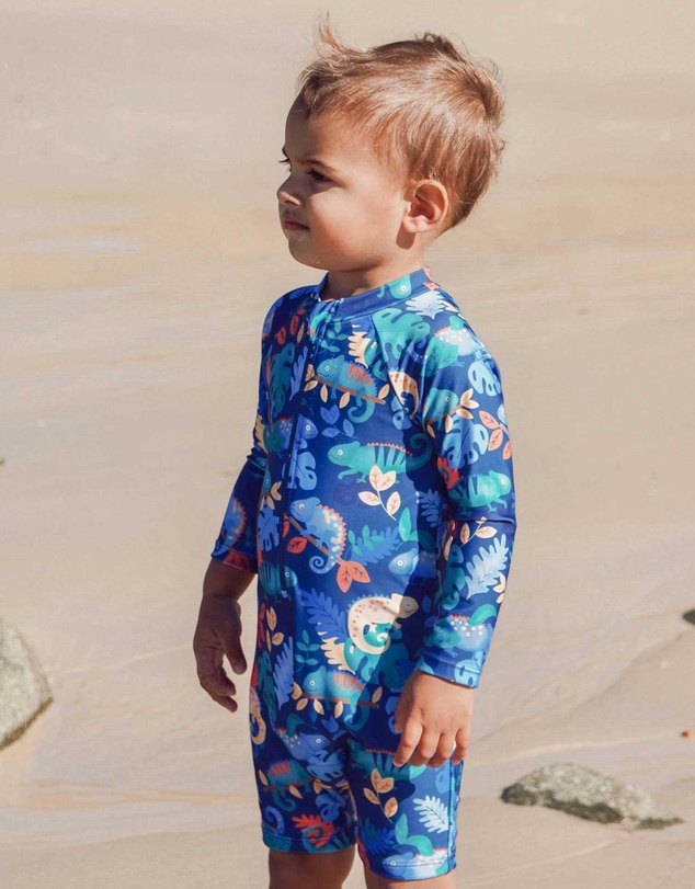 Purebaby - Printed Long Sleeve Sunsuit- Kids-Babies