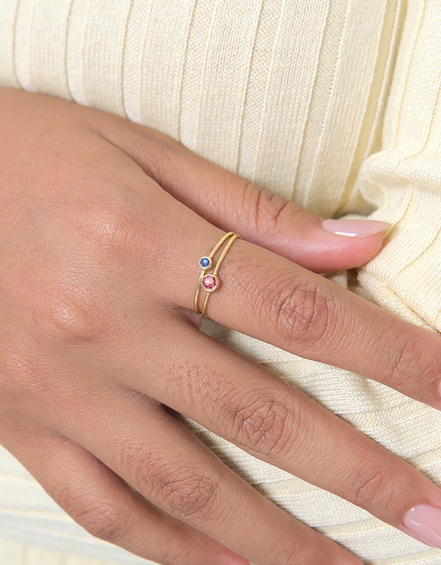 Elli Jewelry - Crystal Ring Set in Gold-Plated 925 Silver