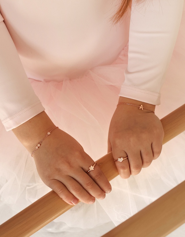 The Silver Collective - Children's A-Z Letter Bracelet Rose Gold - A