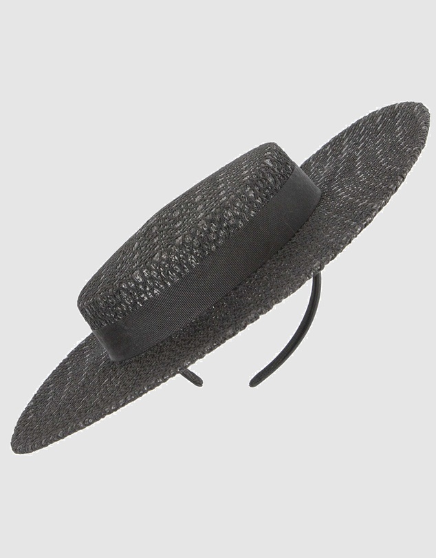 Max Alexander - Black lace-covered Boater Hat