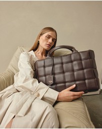 VESTIRSI - Margot XL Dark Chocolate Woven Tote