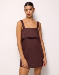 AERE - Nora Buckle Detail Linen Mini Dress
