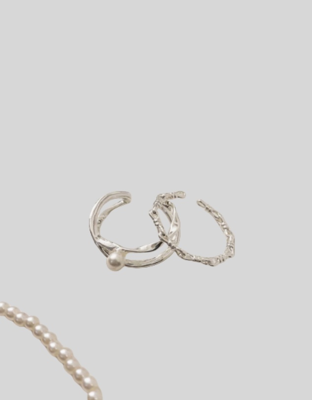 KAJA Clothing - Pearl hollow rings 2pc
