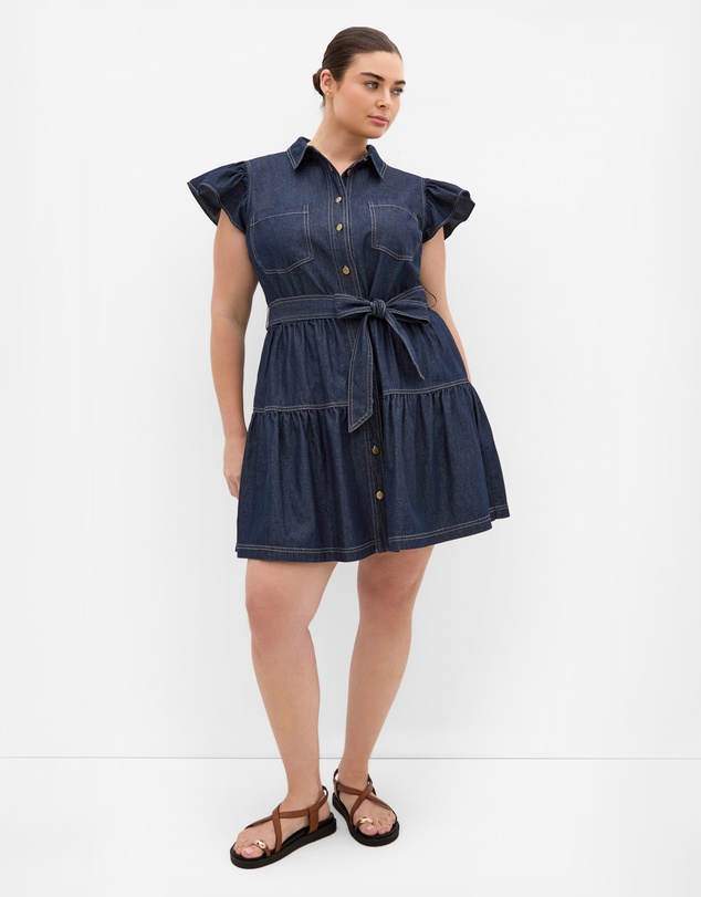 City Chic - Plus size Kelsie Denim Mini Dress - dark wash