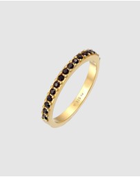 Elli Jewelry - Ring Memoire Elegant Radiant with Crystals in 925 Sterling Silver Gold Plated