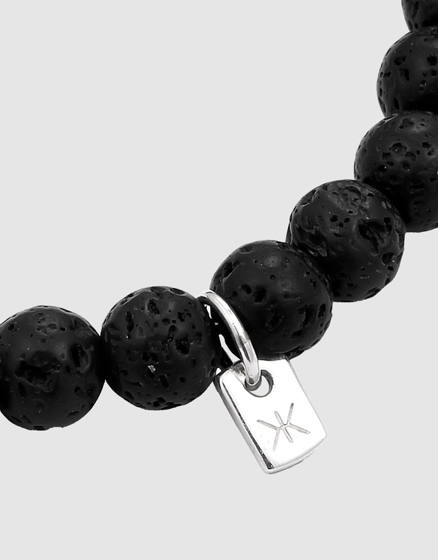 Kuzzoi - ICONIC EXCLUSIVE - Lava Bead Bracelet with Cross Charm in 925 Sterling Silver
