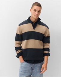 UNISON - Block Stripe Half Zip Knit