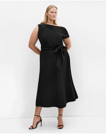 City Chic - Plus size Kate Off Shoulder Midi Dress - black