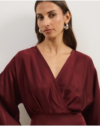 Atmos&Here - June Satin Split Sleeve Midi Dress