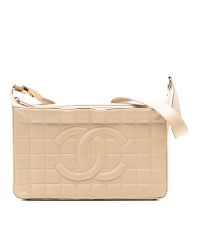 Pre-Loved by Azura Reborn - Pre-Loved Medium Lambskin Chocolate Bar Shoulder Bag