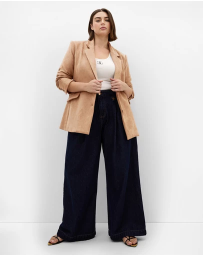 City Chic - Plus size Sara Sueded Blazer - caramel