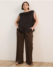 Atmos&Here Curvy - Ava Satin Tie Detail Top