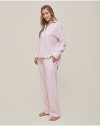 Papinelle - Super Soft Waffle Open Collared Long Sleeve Top and Pant