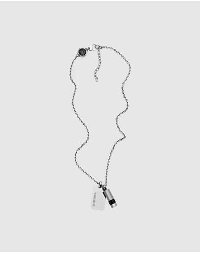 Diesel - Double Pendant Silver-Tone Necklace