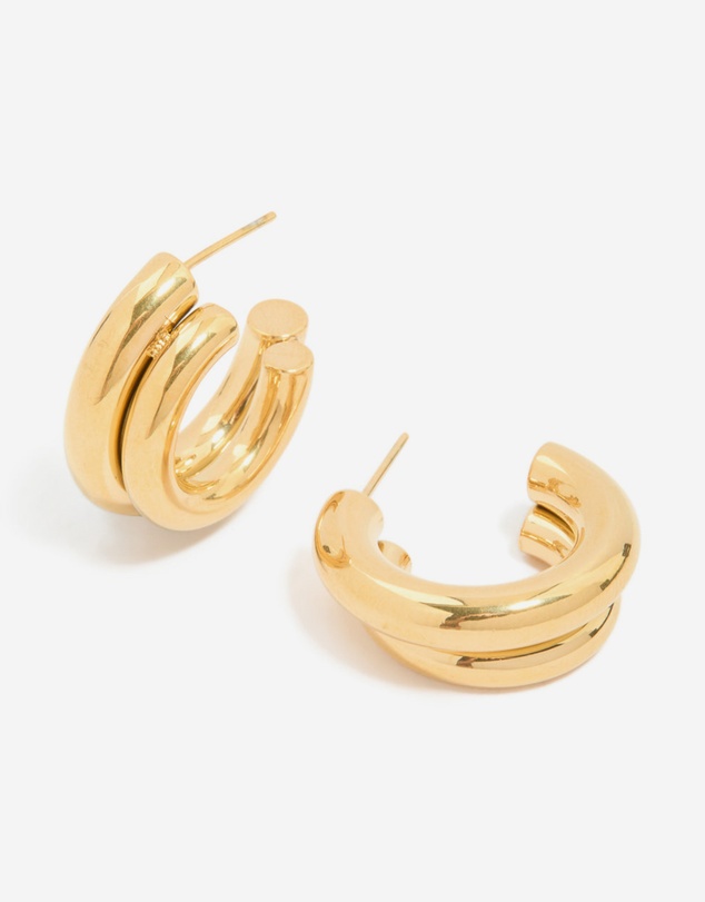 Lovisa - Waterproof Gold Plated Stainless Steel Double Illusion Hoop Earrings