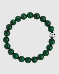 Najo - Apollo Men's 10mm Malachite & Steel Elasticised Bracelet