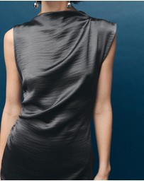 M.N.G - Satin Dress With Creased Effect