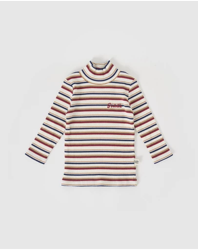 Goldie + Ace - Outback Stripe Embroidered Rib Skivvy - Babies-Kids