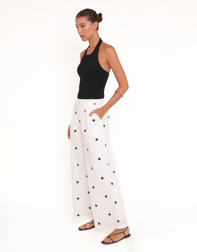 Petal & Pup - Valora Wide Leg Pant - White Black Polka Dot