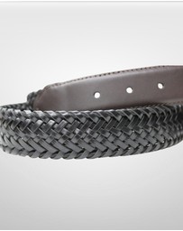 DENTS - Woven Leather Belt with Satin Nickel Buckle