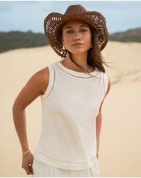 Forcast - Perry Linen Embroidery Top