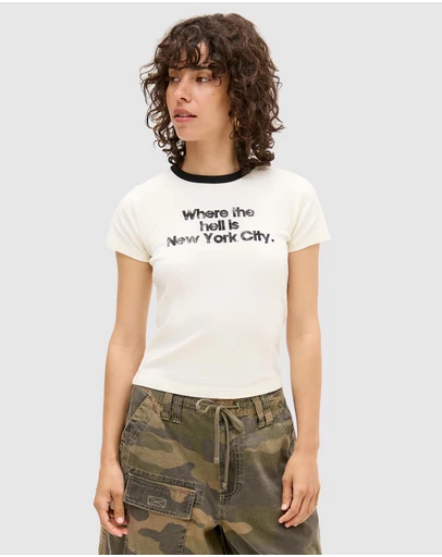 BDG By Urban Outfitters - Where is NYC Ringer Baby Tee