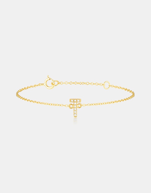 The Silver Collective - A-Z Letter Bracelet - T