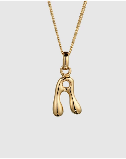 Elli Jewelry - Bubble Letter A Necklace in Gold-Plated 925 Silver