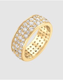 Elli Jewelry - Ring Bandring Glamour Classic Zirconia Crystals 925 Sterling Silver Gold Plated