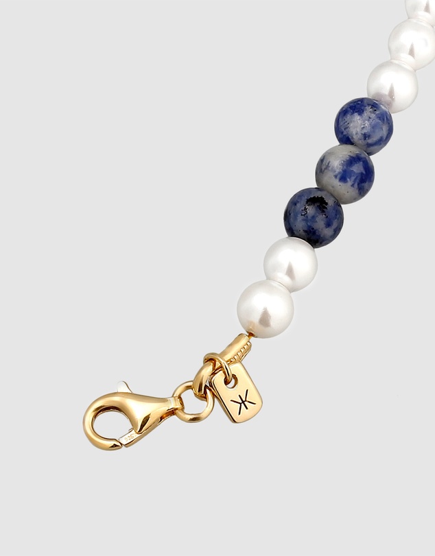 Kuzzoi - ICONIC EXCLUSIVE - Agate and Shell Pearl Bead Bracelet in Gold-Plated 925 Sterling Silver
