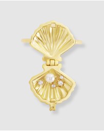 Wanderlust + Co - Sundaze Shell Gold Locket Ring