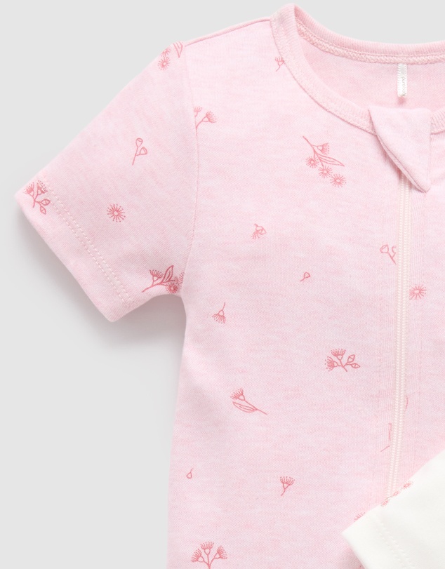 Purebaby - 2 Pack Short Zip Growsuit -Babies