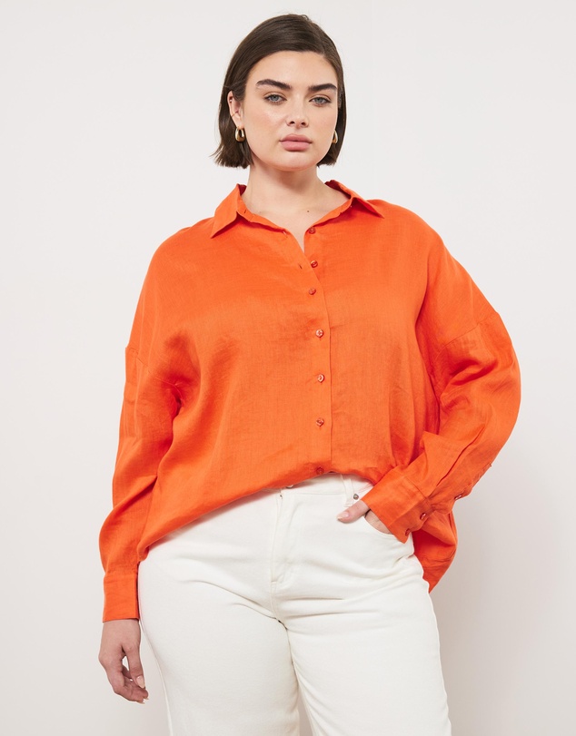 Atmos&Here Curvy - Roma Oversized Linen Shirt