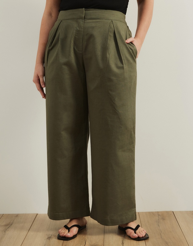 Atmos&Here Curvy - Clara Cotton Linen Tailored Pants