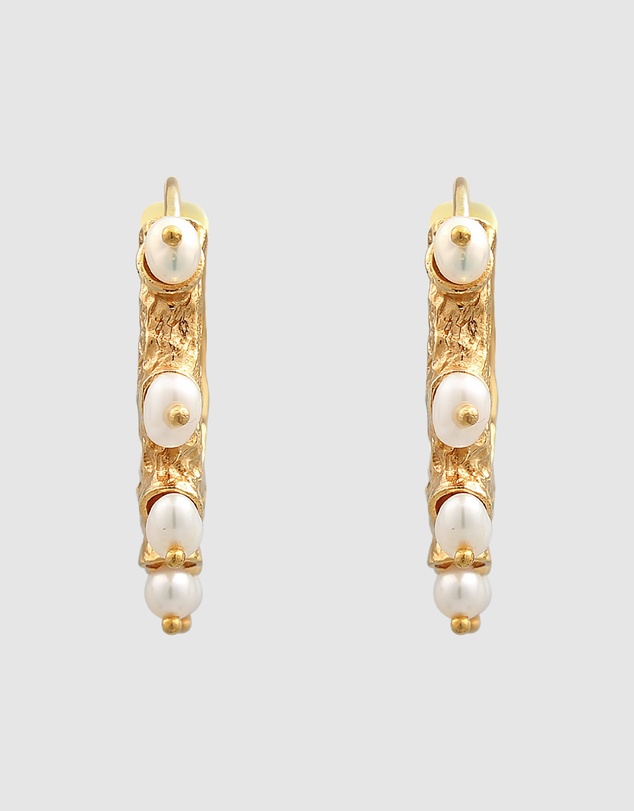 Haze & Glory - ICONIC EXCLUSIVE - Earrings Sun of Pearl Huggie 925 Sterling Silver Gold-Plated