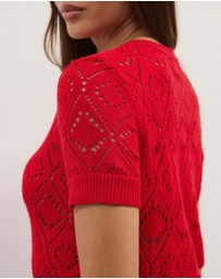 Atmos&Here - Hani Short Sleeve Open Knit Cardigan