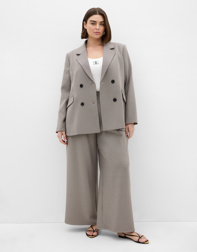 City Chic - Plus size Hailey Check Pant - neutral