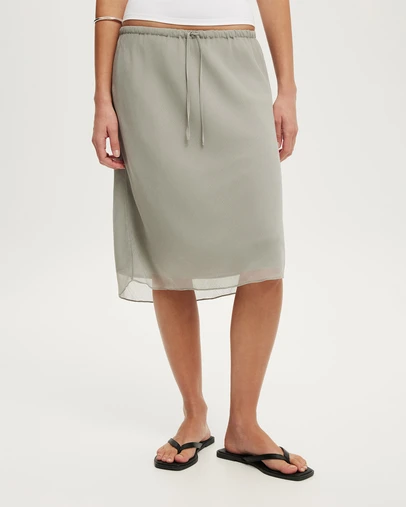 Cotton On - Chiffon Midi Slip Skirt