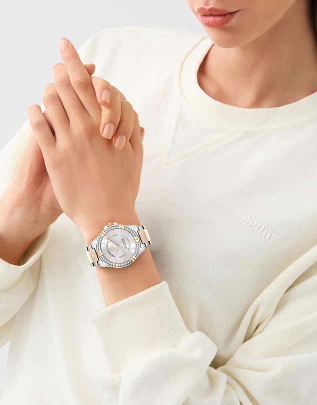 Plein Sport - Plein Sport Beauty Diva 40mm White-Silver Dial Two-Tone Stainless Steel Bracelet Watch