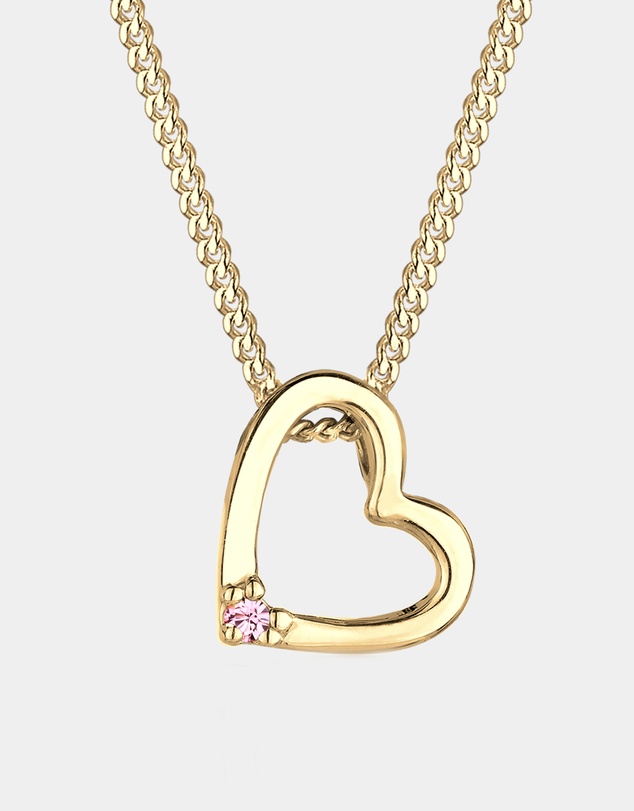 Elli Jewelry - Necklace Crystal Heart 925 Sterling Silver Gold-Plated